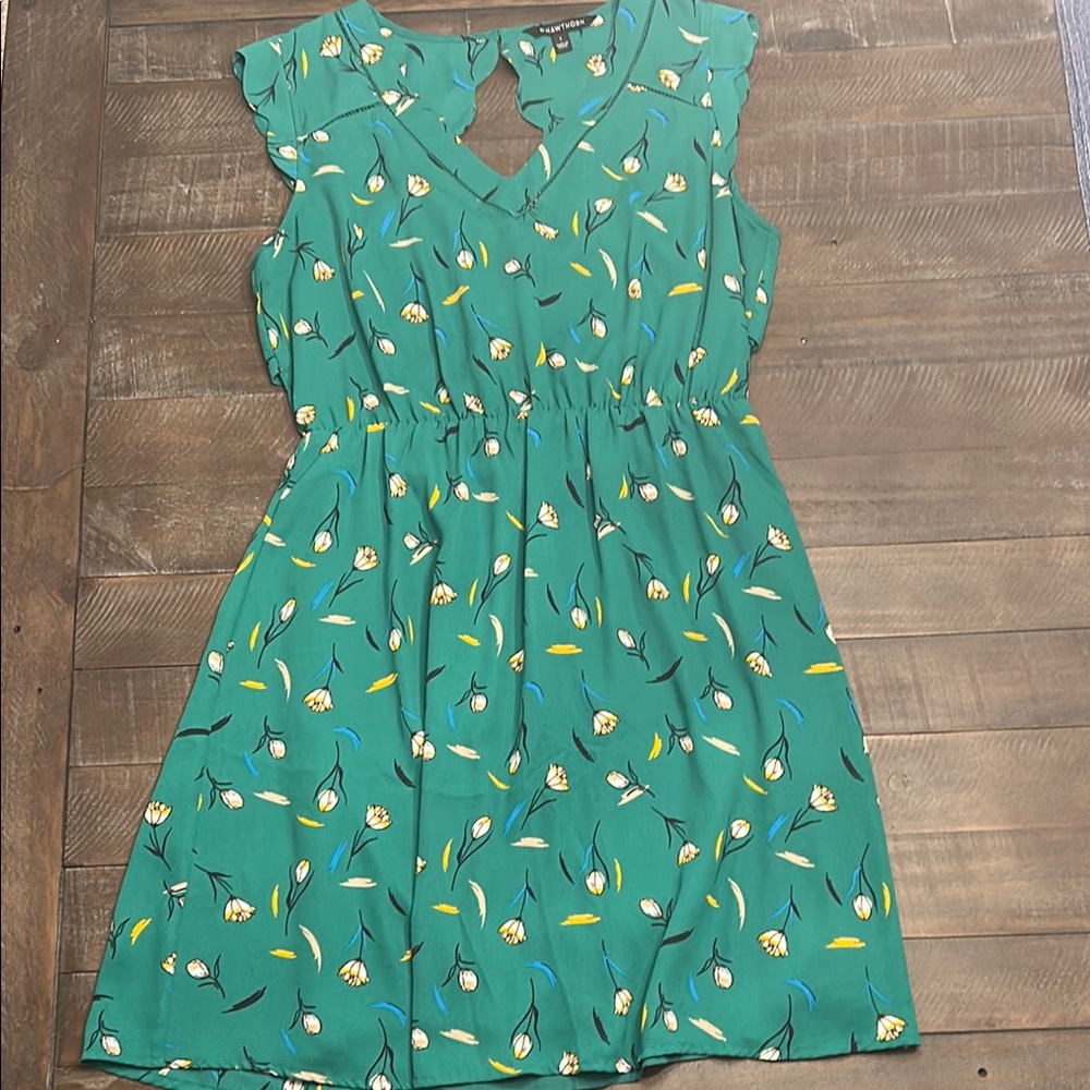 Floral Green Sleeveless Dress